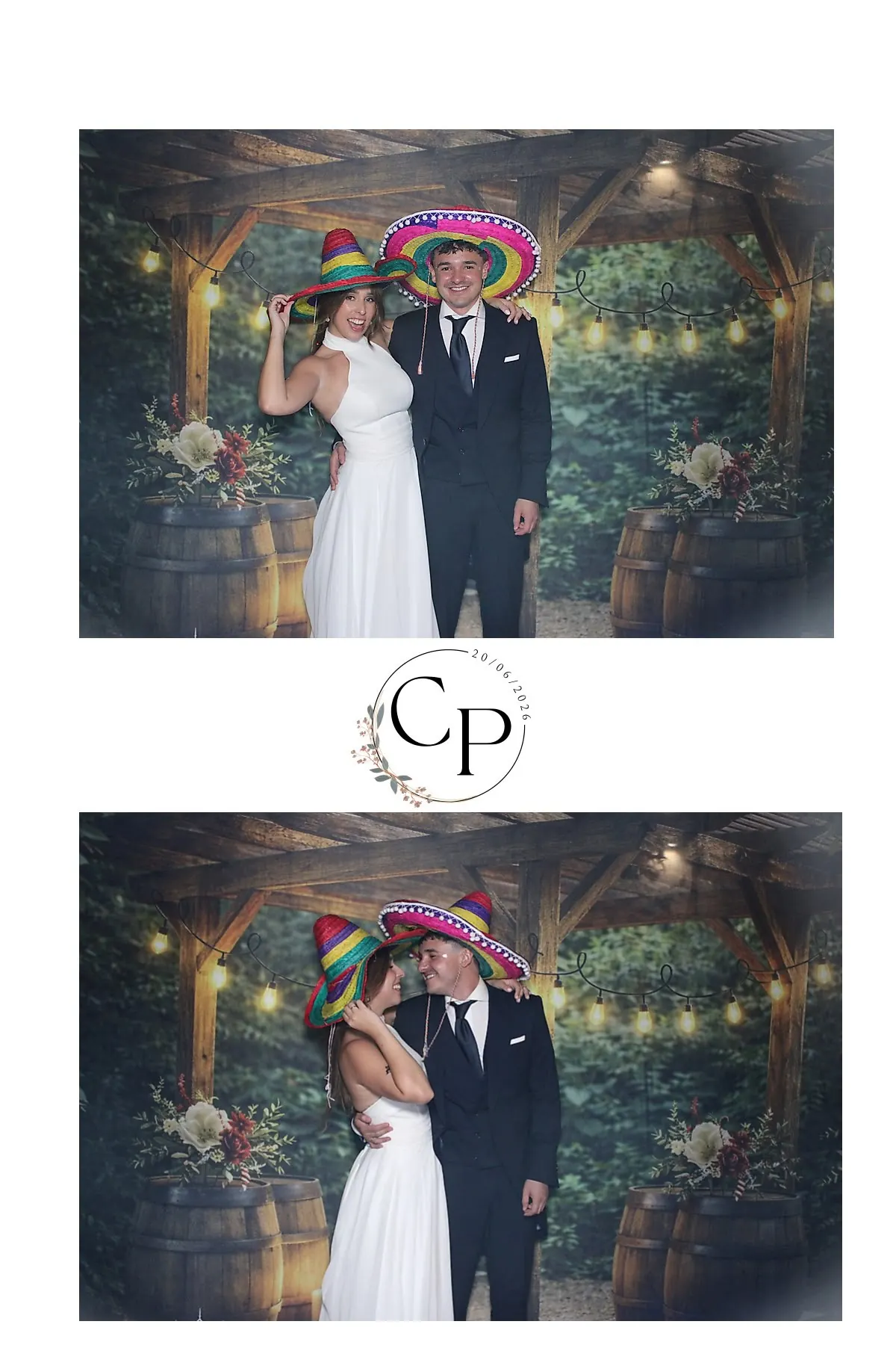Tira de fotografías personalizada de una pareja de novios